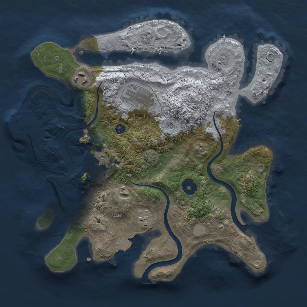 Rust Map: Procedural Map, Size: 3000, Seed: 532949074, 9 Monuments