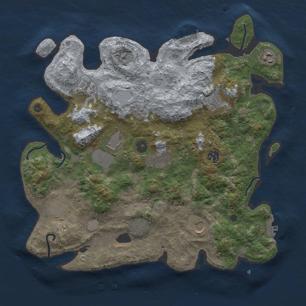 Rust Map: Procedural Map, Size: 3800, Seed: 71636282, 19 Monuments