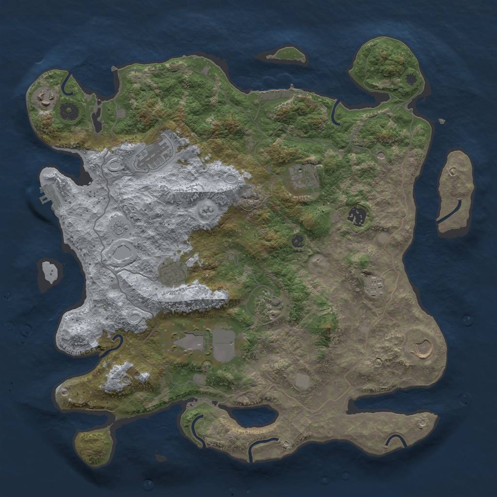 Rust Map: Procedural Map, Size: 4000, Seed: 9022022, 18 Monuments