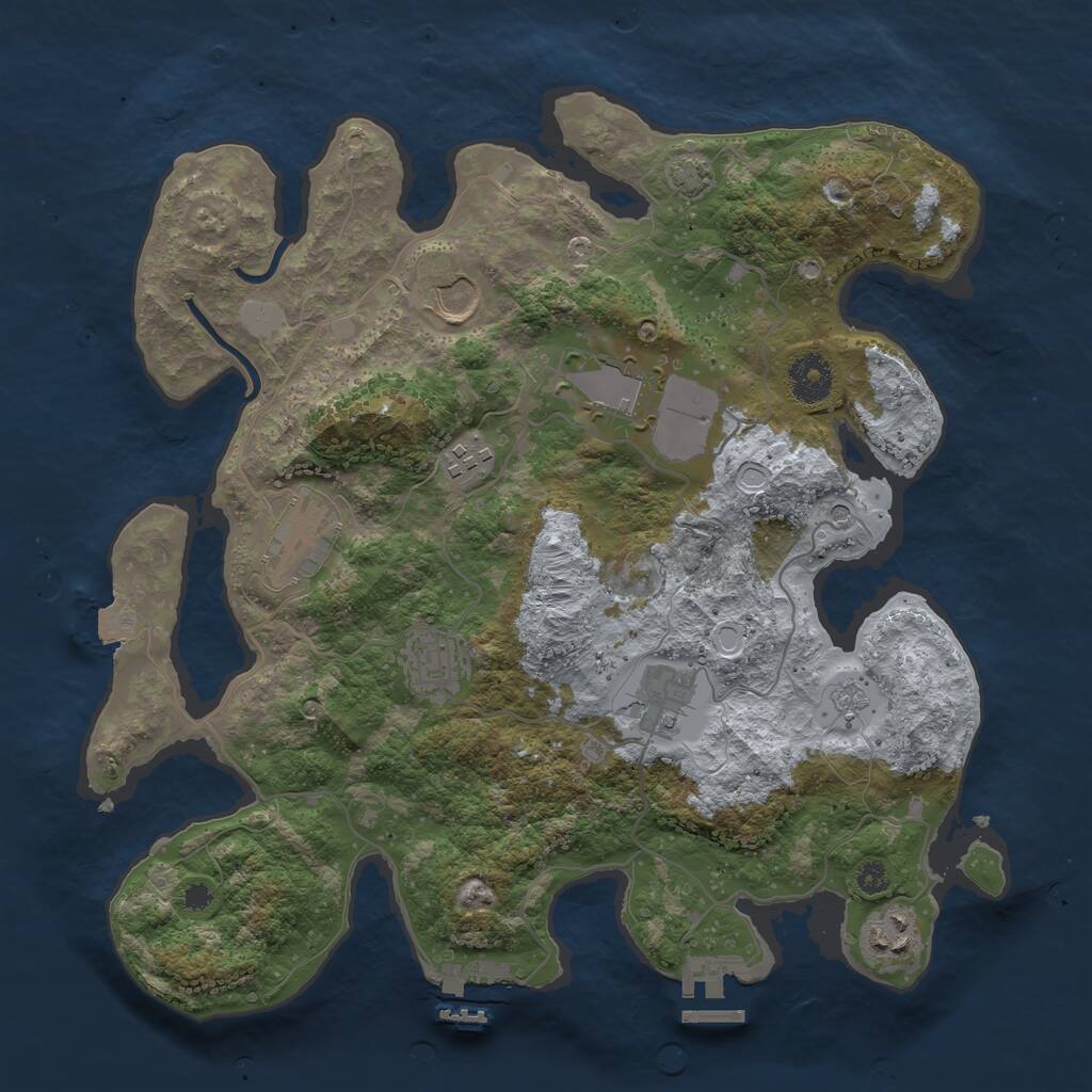 Rust Map: Procedural Map, Size: 3500, Seed: 3156974, 13 Monuments