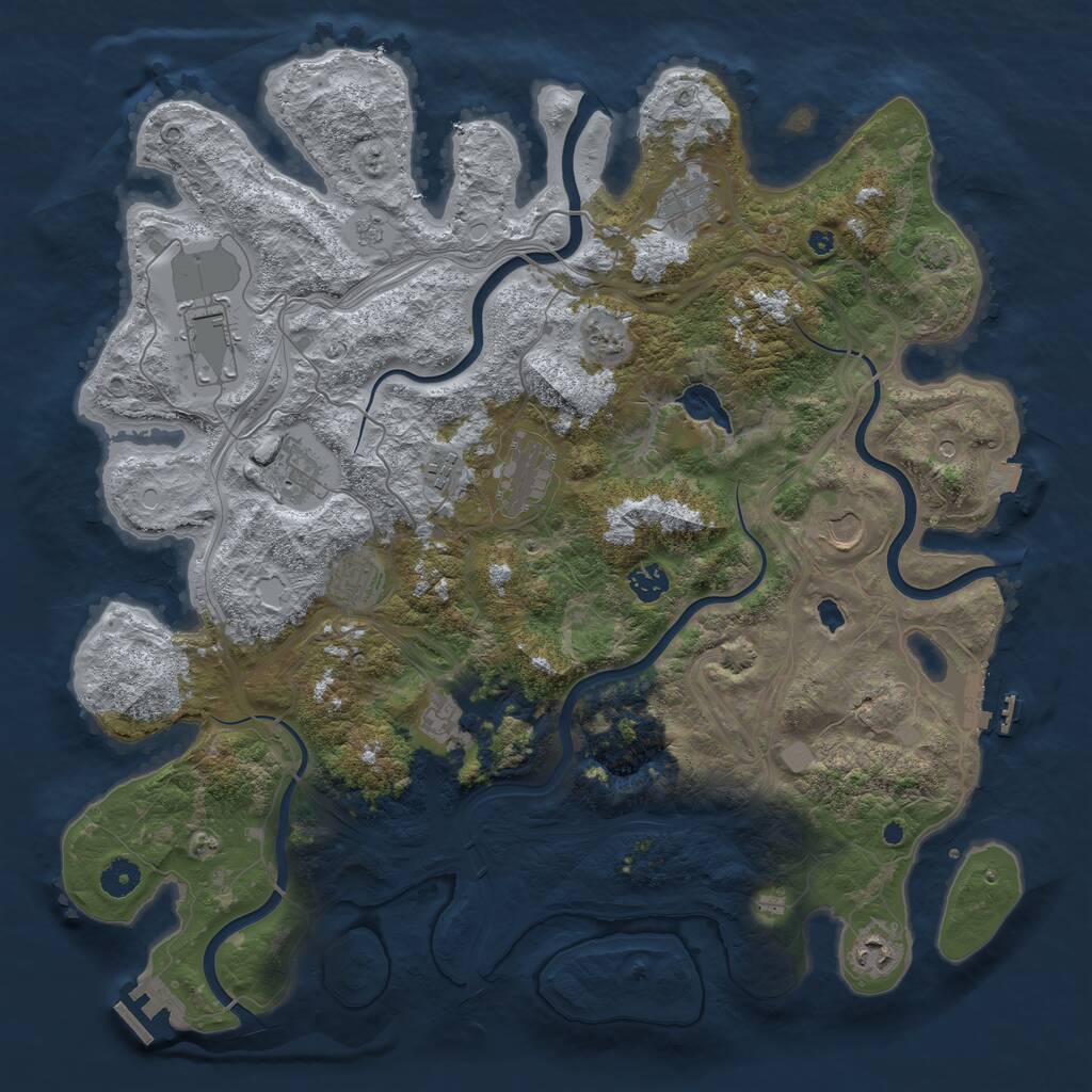 Rust Map: Procedural Map, Size: 4300, Seed: 17764833, 16 Monuments