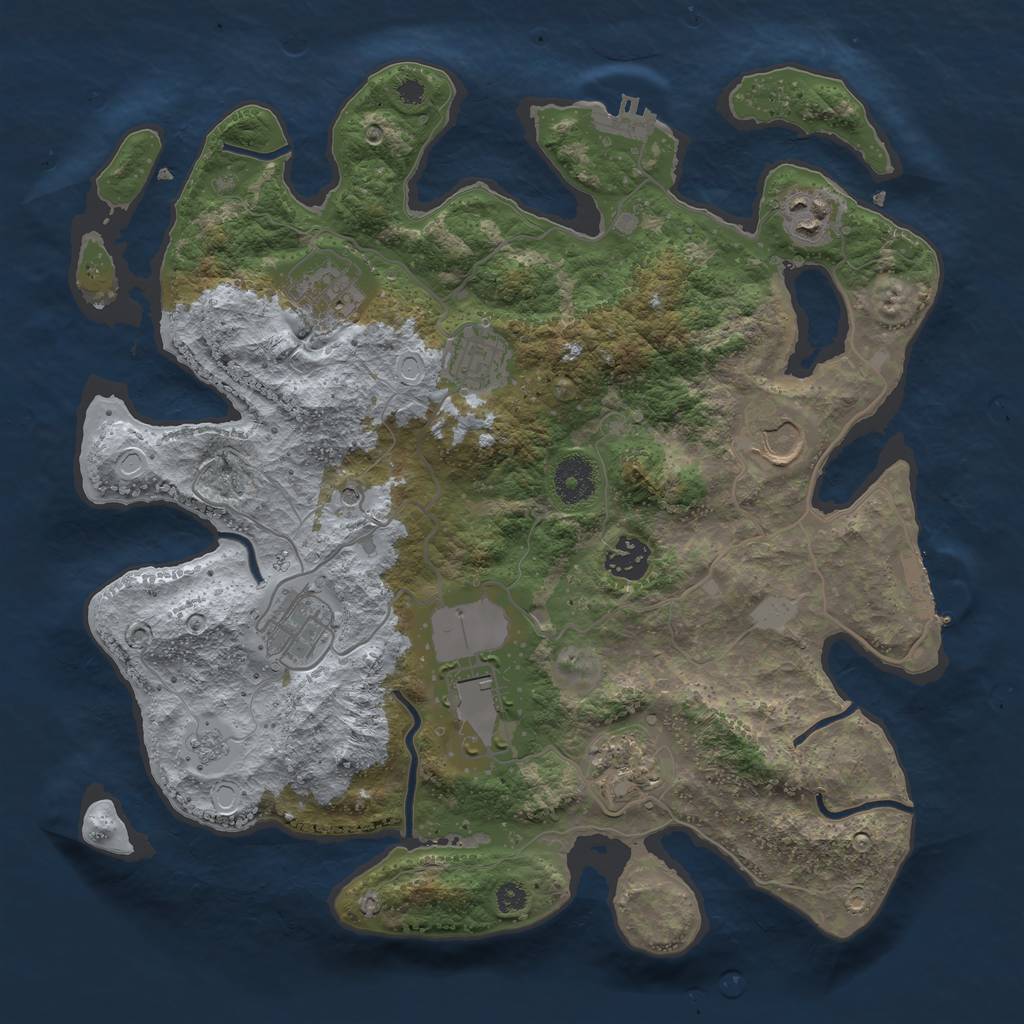 Rust Map: Procedural Map, Size: 3500, Seed: 519633819, 17 Monuments