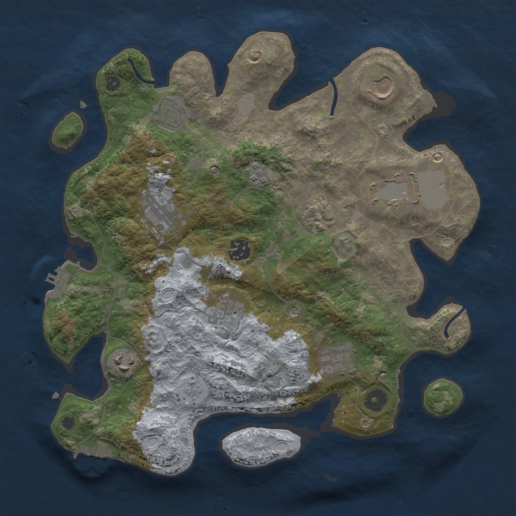 Rust Map: Procedural Map, Size: 3500, Seed: 947382888, 19 Monuments