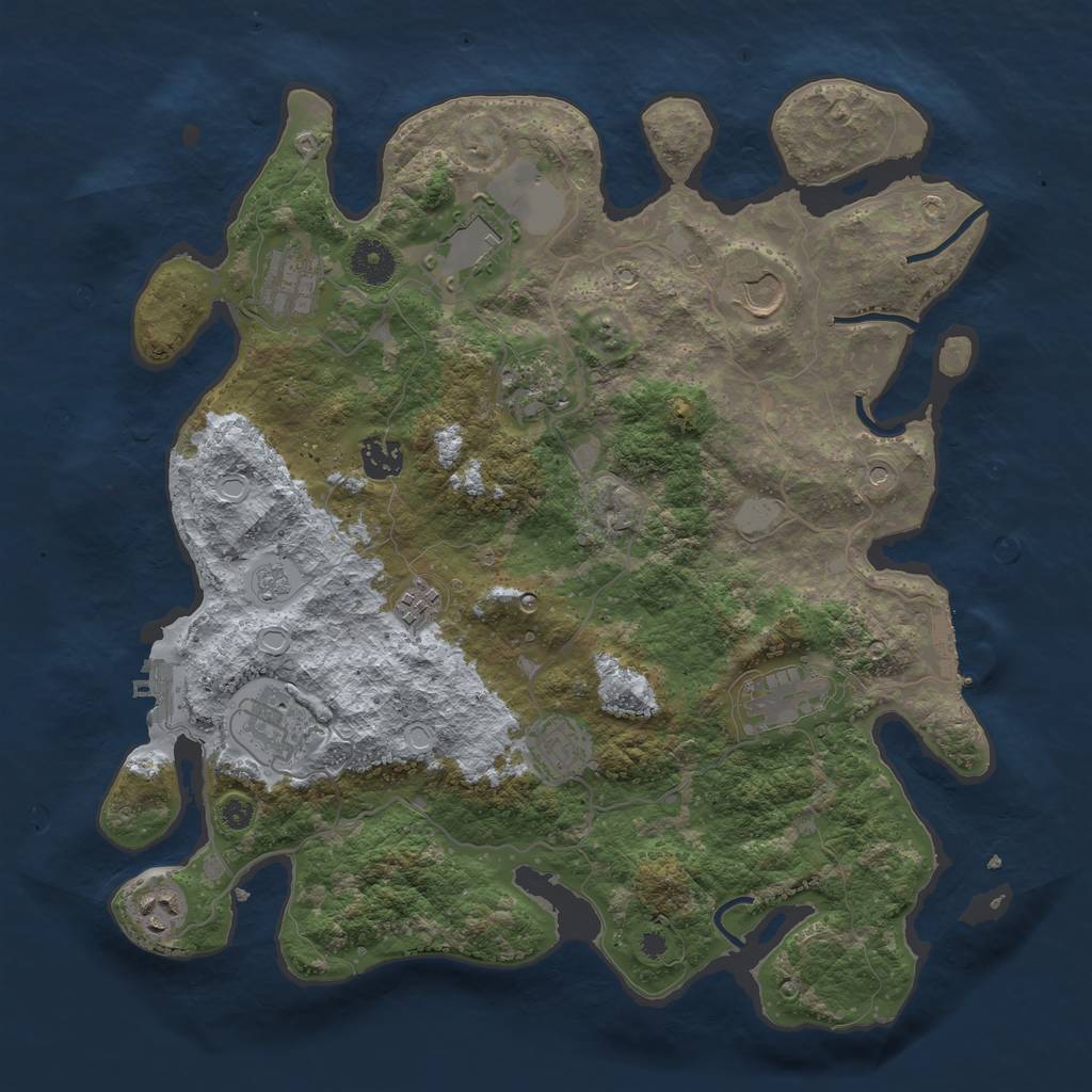 Rust Map: Procedural Map, Size: 3750, Seed: 106187155, 19 Monuments