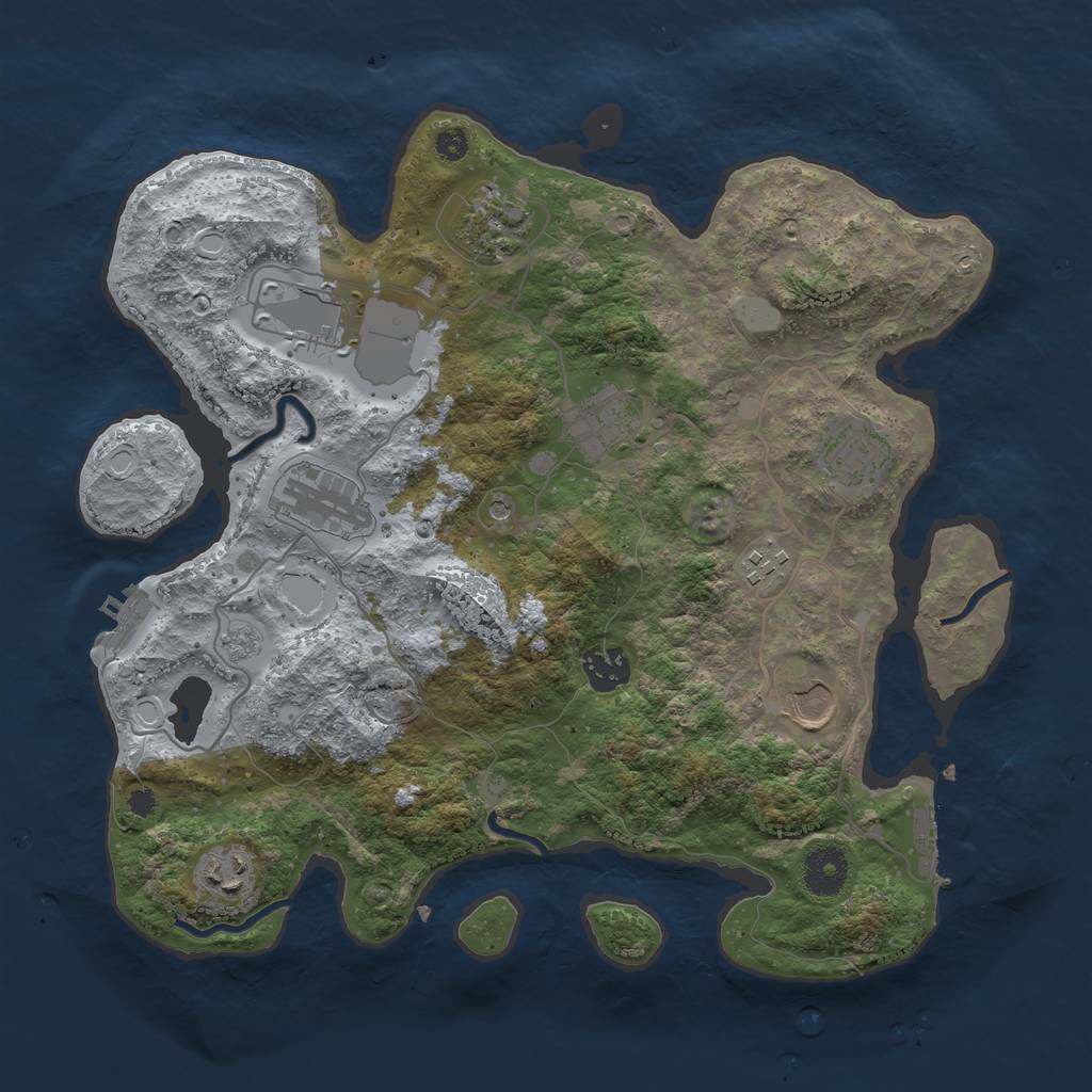 Rust Map: Procedural Map, Size: 3500, Seed: 59035594, 18 Monuments
