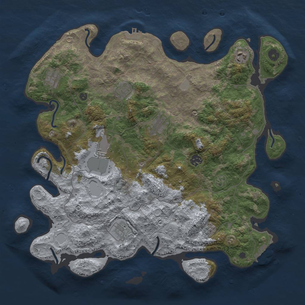Rust Map: Procedural Map, Size: 4000, Seed: 302710666, 17 Monuments