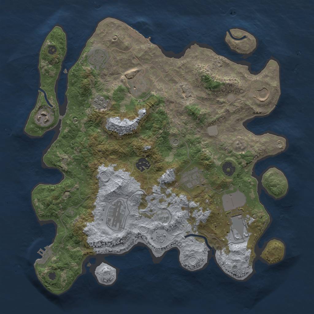 Rust Map: Procedural Map, Size: 3500, Seed: 1089805793, 18 Monuments