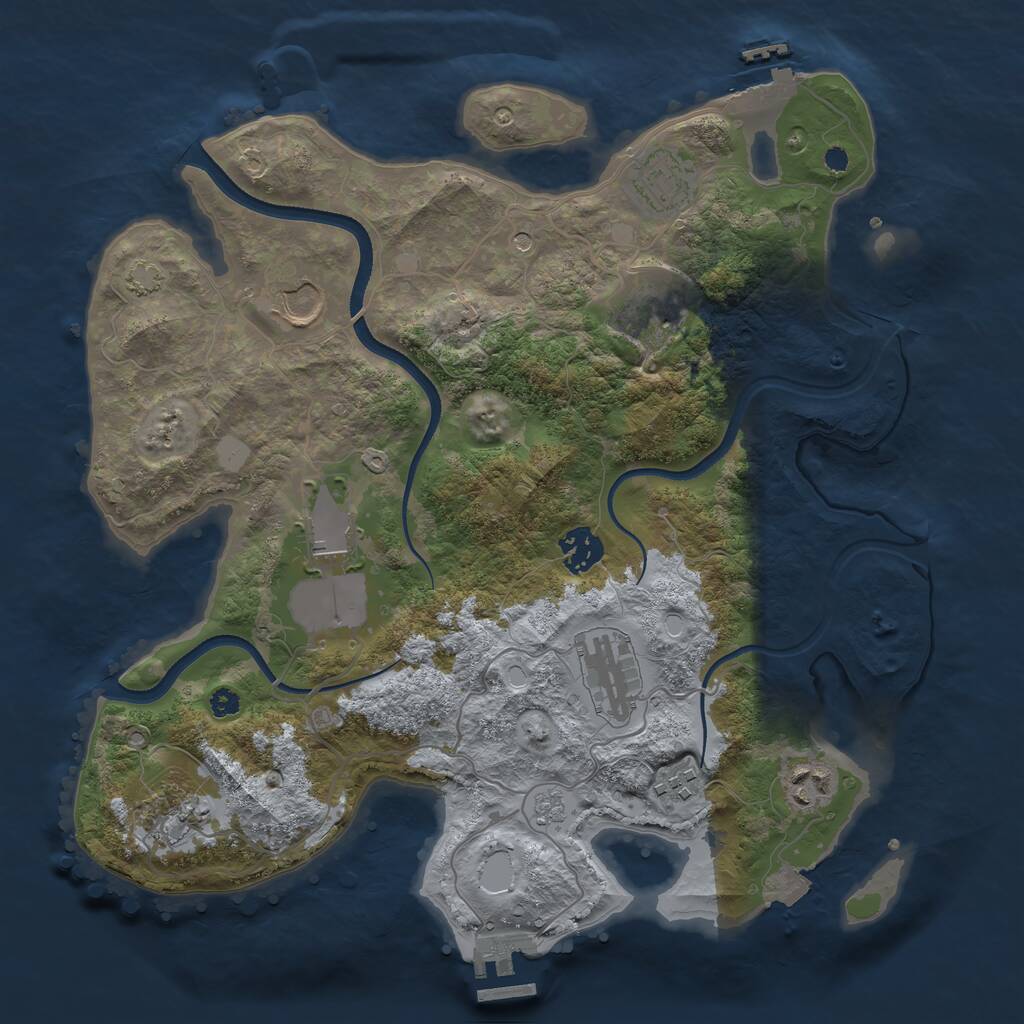 Rust Map: Procedural Map, Size: 3500, Seed: 406156410, 15 Monuments