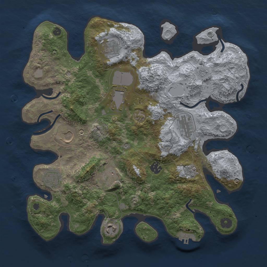 Rust Map: Procedural Map, Size: 3500, Seed: 1064871765, 17 Monuments