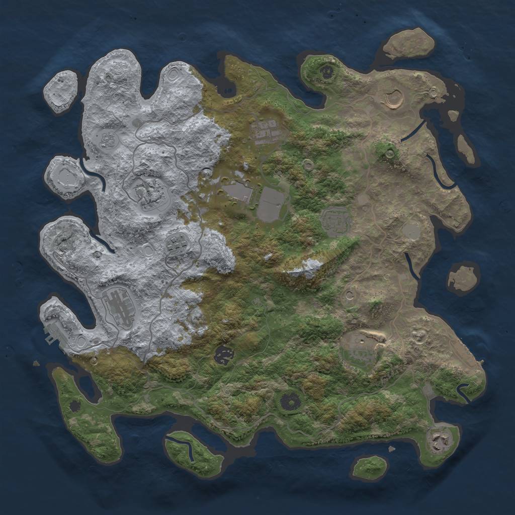 Rust Map: Procedural Map, Size: 4000, Seed: 2101793754, 19 Monuments