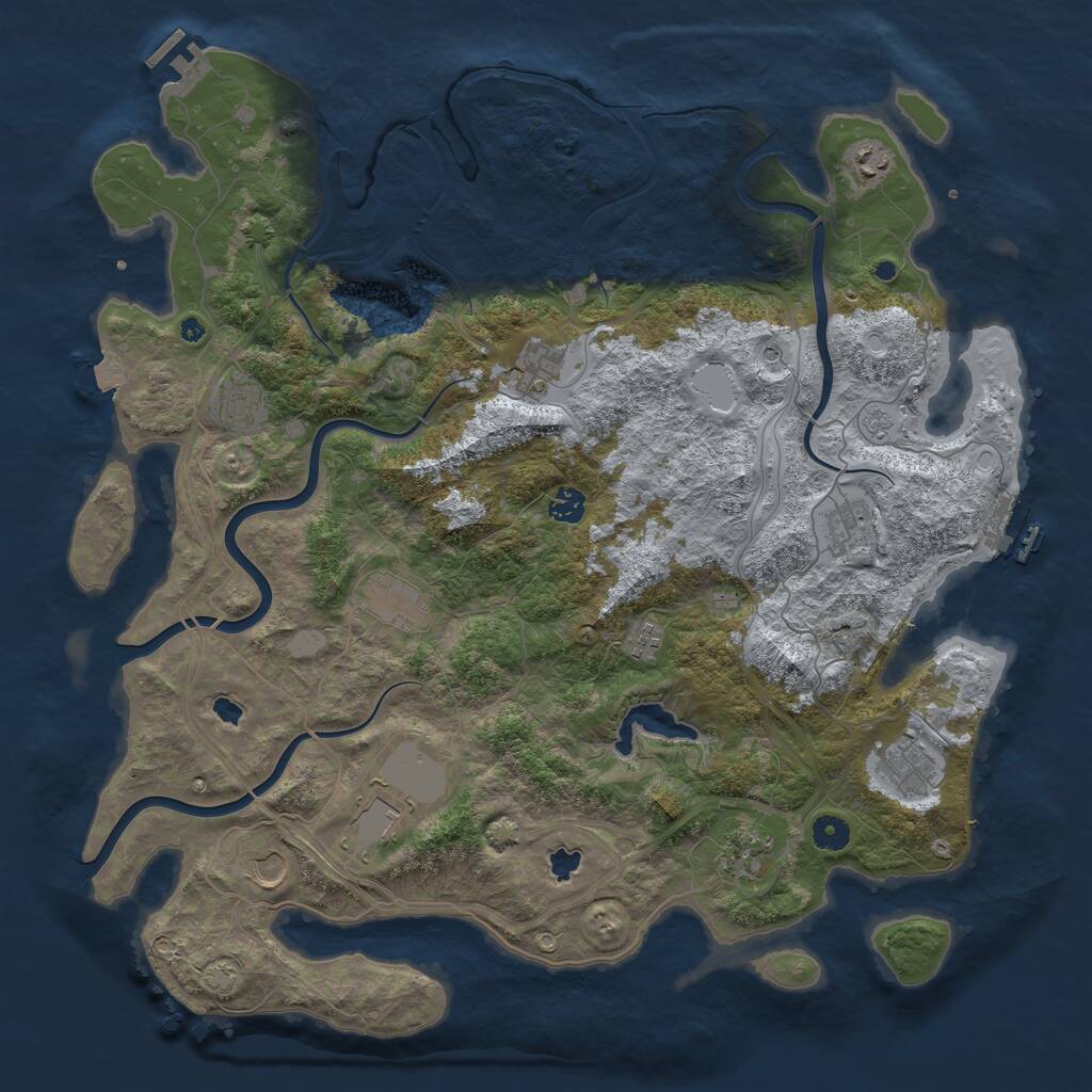 Rust Map: Procedural Map, Size: 4500, Seed: 20070806, 17 Monuments