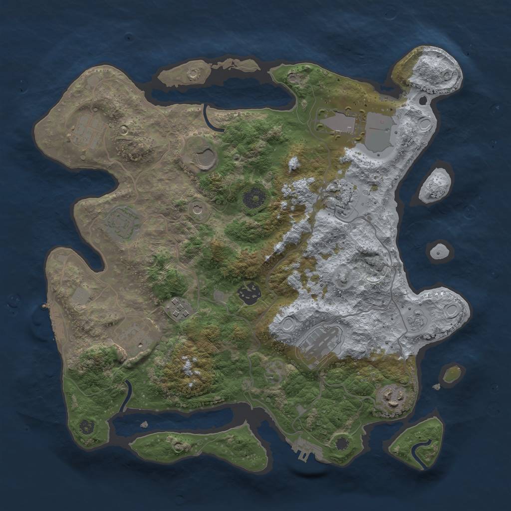 Rust Map: Procedural Map, Size: 3500, Seed: 1158449209, 19 Monuments