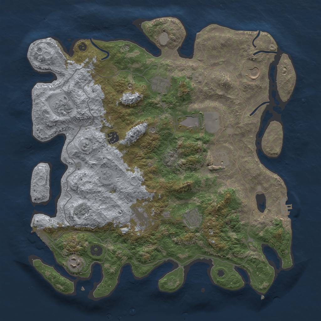 Rust Map: Procedural Map, Size: 4000, Seed: 25041999, 19 Monuments