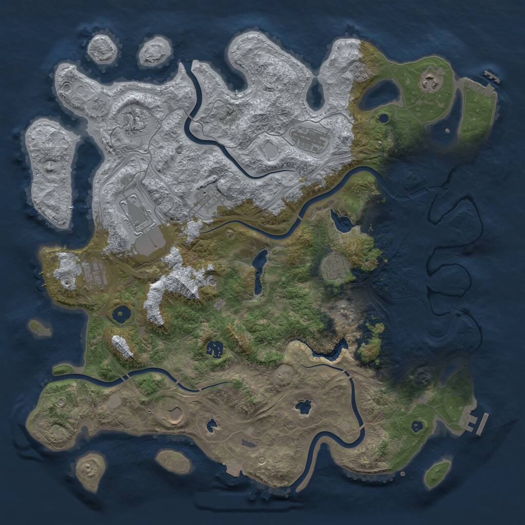 Rust Map: Procedural Map, Size: 4500, Seed: 42800, 16 Monuments