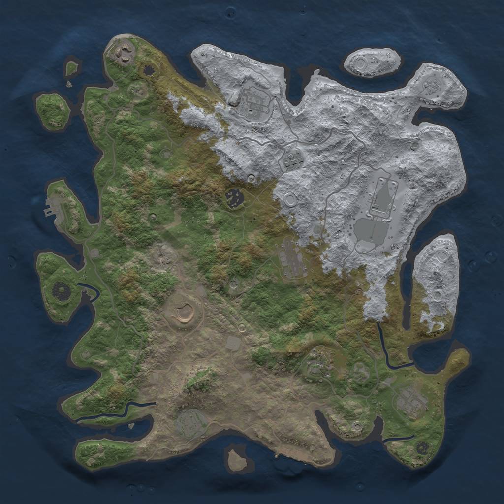 Rust Map: Procedural Map, Size: 4000, Seed: 23546, 19 Monuments