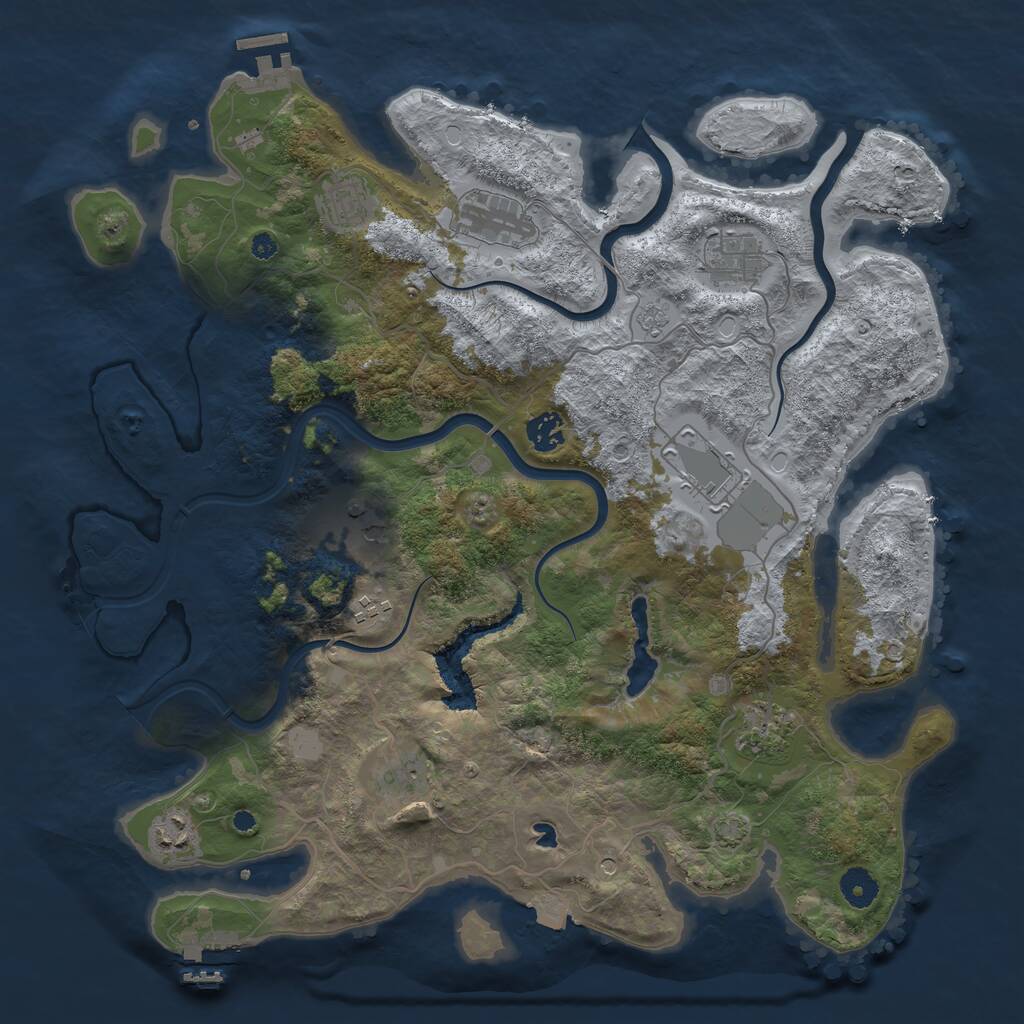 Rust Map: Procedural Map, Size: 4000, Seed: 23546, 16 Monuments