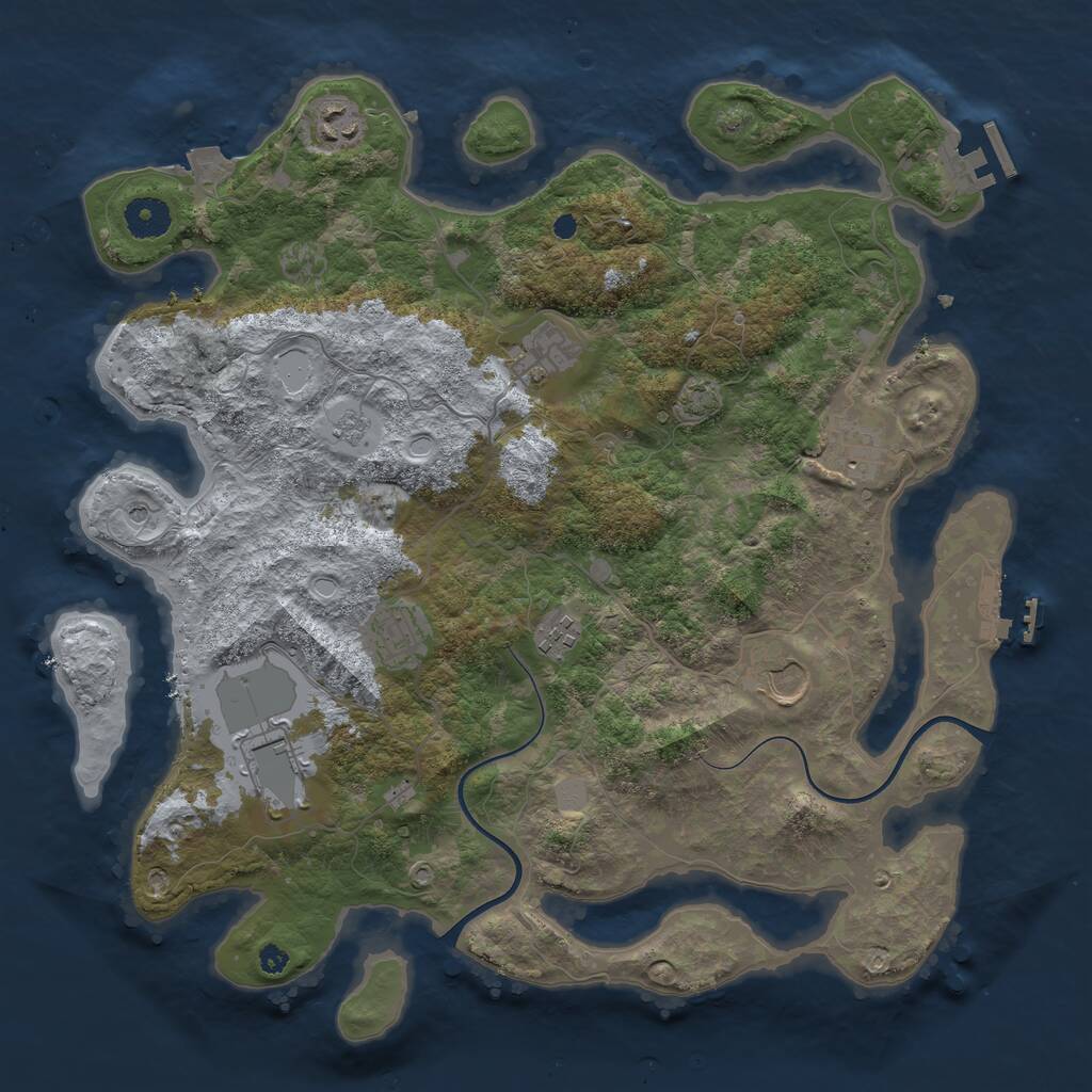 Rust Map: Procedural Map, Size: 3751, Seed: 7182, 13 Monuments