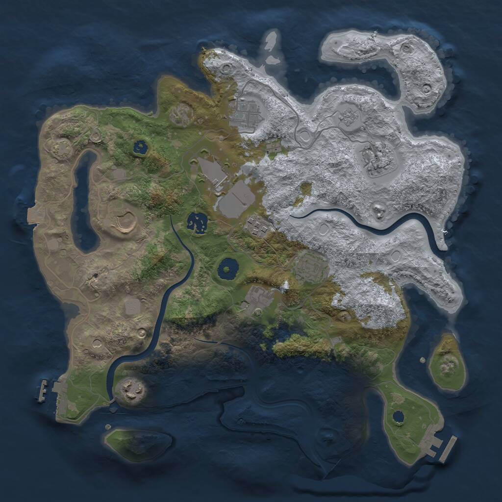 Rust Map: Procedural Map, Size: 3500, Seed: 88866, 15 Monuments