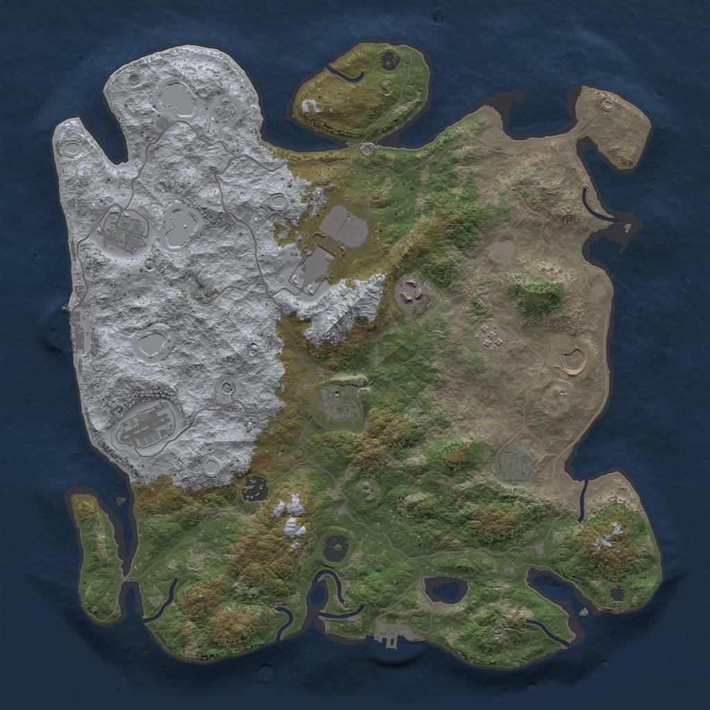 Rust Map: Procedural Map, Size: 4000, Seed: 477972511, 18 Monuments