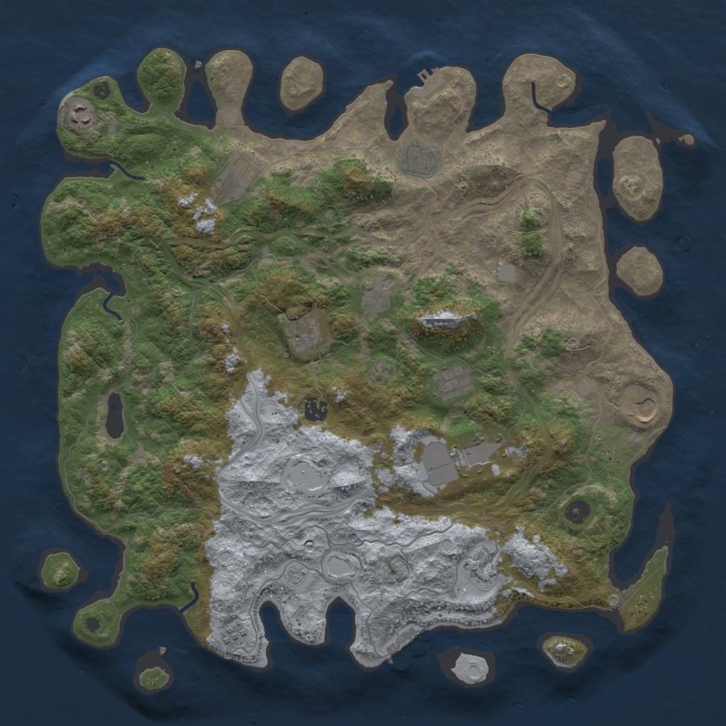 Rust Map: Procedural Map, Size: 4500, Seed: 1386313658, 20 Monuments