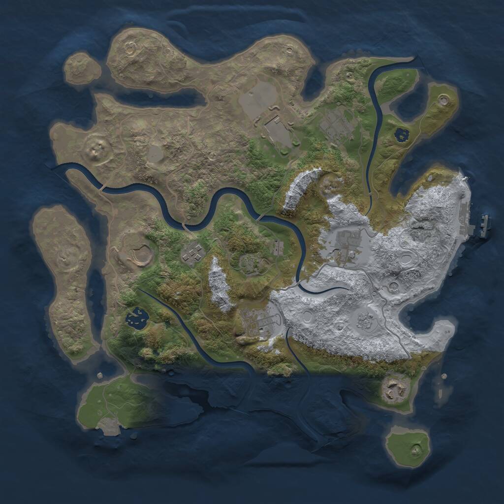 Rust Map: Procedural Map, Size: 3500, Seed: 692314467, 13 Monuments