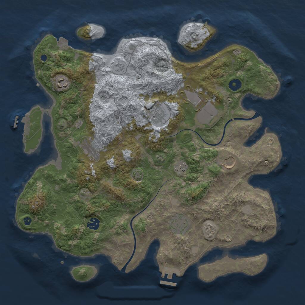 Rust Map: Procedural Map, Size: 3751, Seed: 85204, 14 Monuments