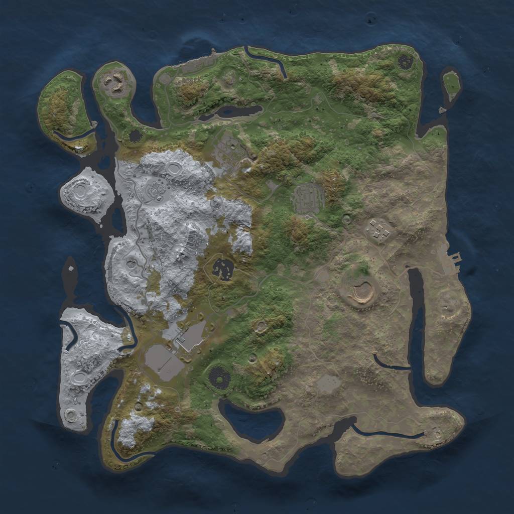 Rust Map: Procedural Map, Size: 3500, Seed: 2123458, 16 Monuments