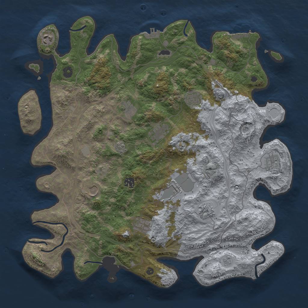 Rust Map: Procedural Map, Size: 4250, Seed: 2142134096, 20 Monuments
