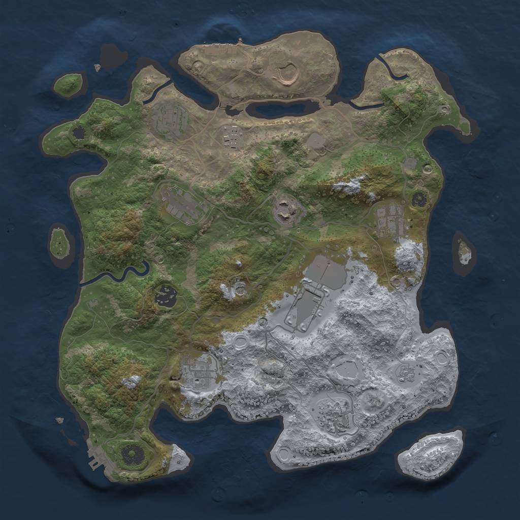 Rust Map: Procedural Map, Size: 3500, Seed: 1596252385, 19 Monuments