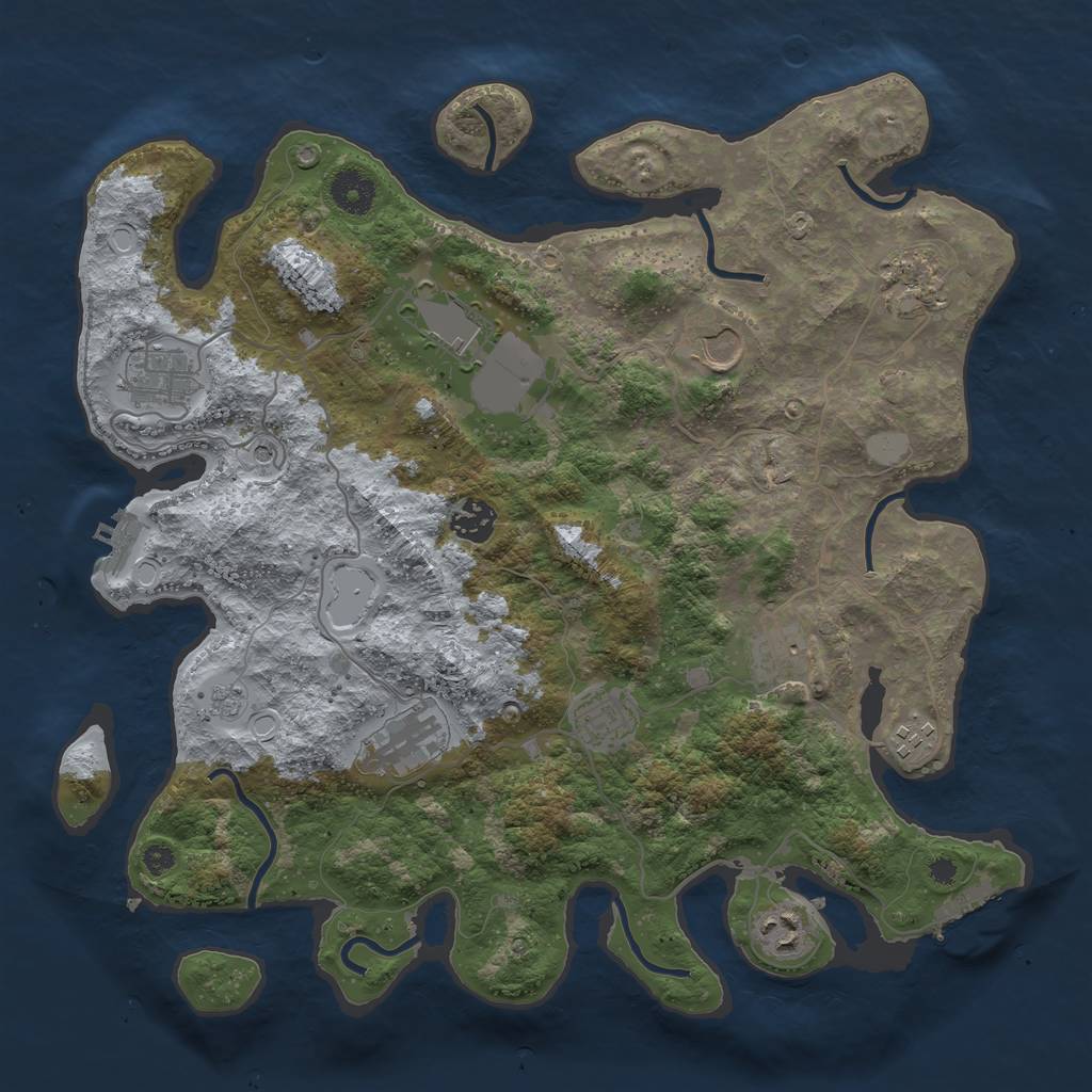Rust Map: Procedural Map, Size: 3700, Seed: 819085667, 19 Monuments