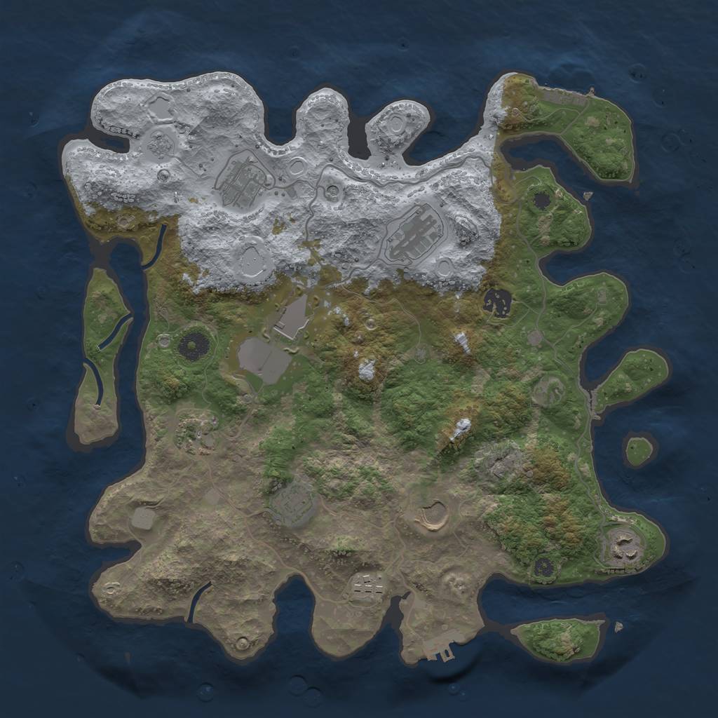 Rust Map: Procedural Map, Size: 3700, Seed: 126225651, 18 Monuments
