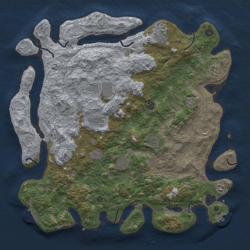 Rust Map: Procedural Map, Size: 4500, Seed: 304089454, 20 Monuments