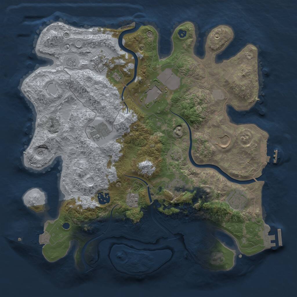 Rust Map: Procedural Map, Size: 3500, Seed: 149128690, 14 Monuments