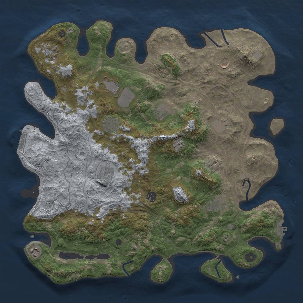 Rust Map: Procedural Map, Size: 4300, Seed: 2044321053, 20 Monuments