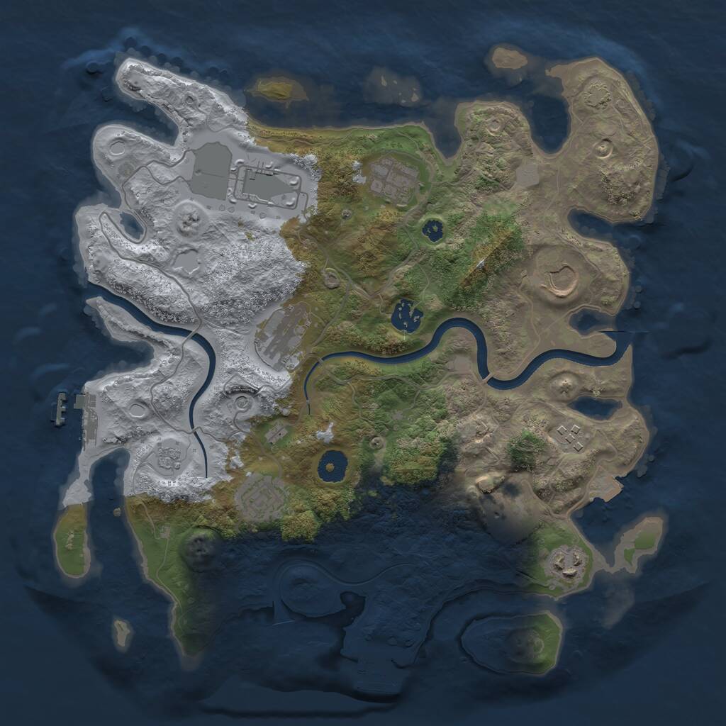 Rust Map: Procedural Map, Size: 3500, Seed: 55433759, 15 Monuments