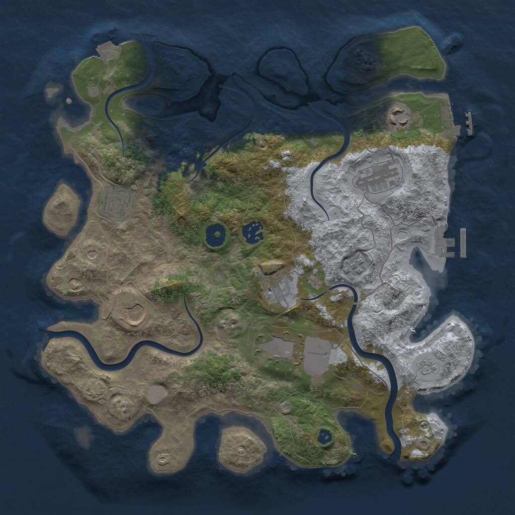 Rust Map: Procedural Map, Size: 3500, Seed: 1232383944, 14 Monuments