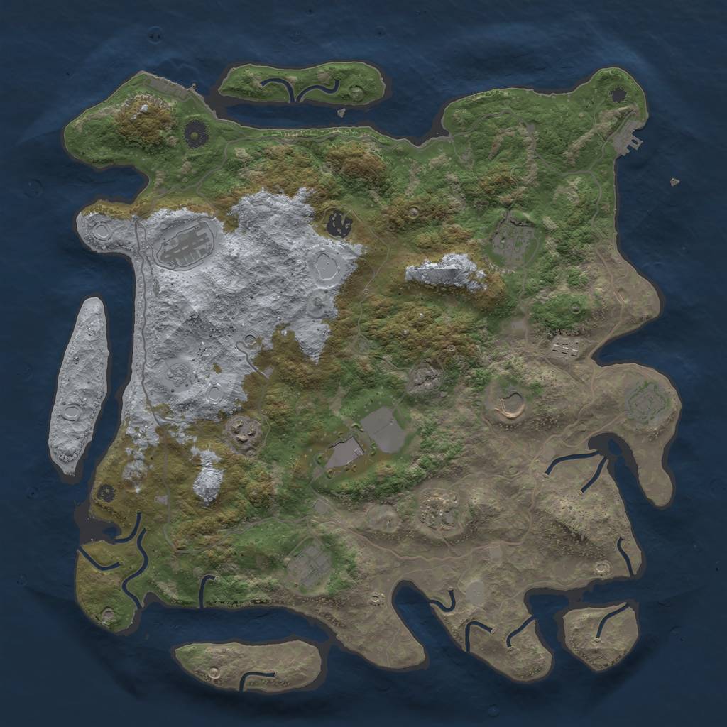 Rust Map: Procedural Map, Size: 4200, Seed: 2054247127, 19 Monuments