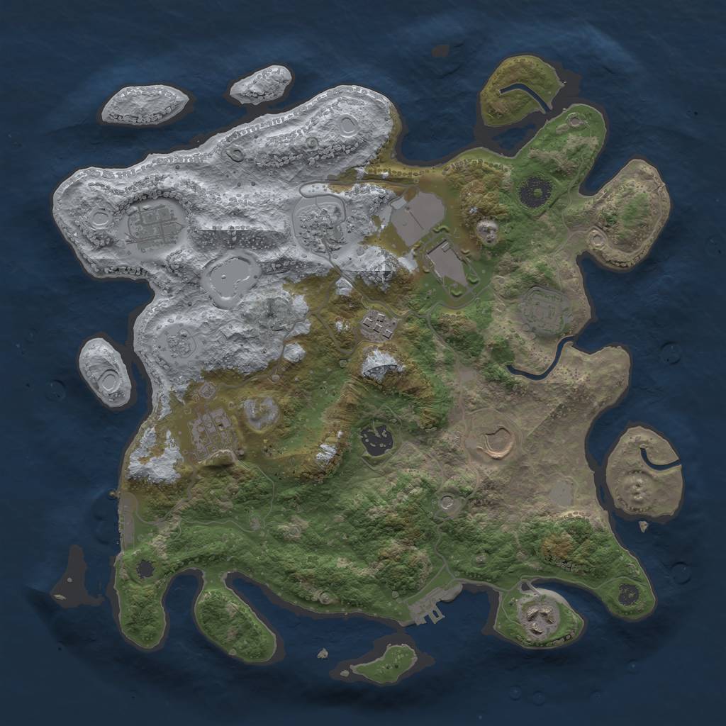 Rust Map: Procedural Map, Size: 3500, Seed: 82523183, 18 Monuments