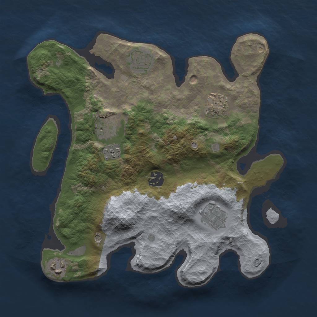 Rust Map: Barren, Size: 3000, Seed: 78561120, 10 Monuments