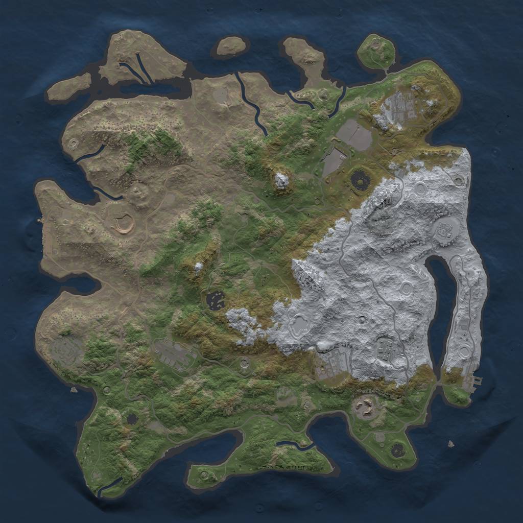 Rust Map: Procedural Map, Size: 4000, Seed: 1976147703, 18 Monuments