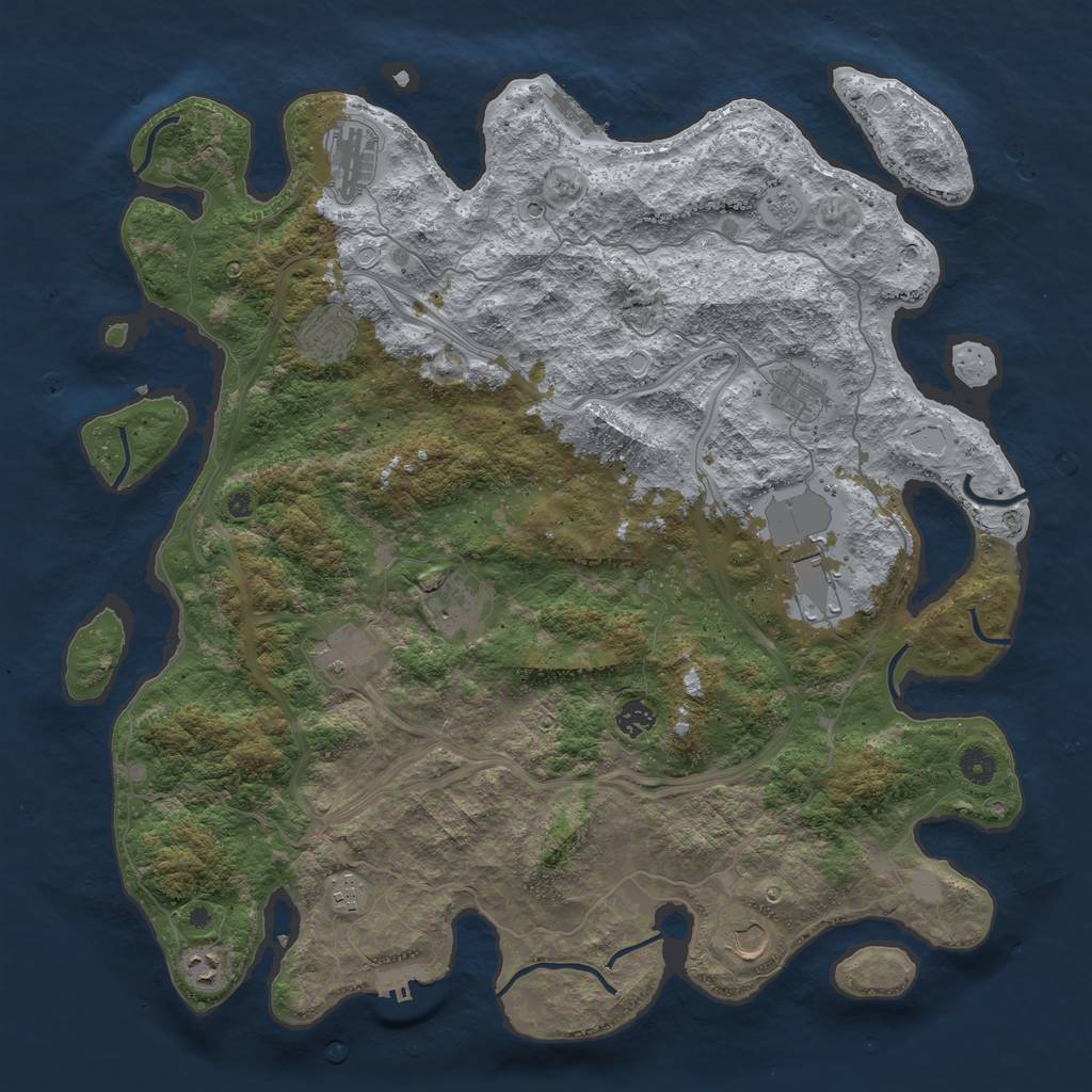 Rust Map: Procedural Map, Size: 4500, Seed: 22029001, 19 Monuments