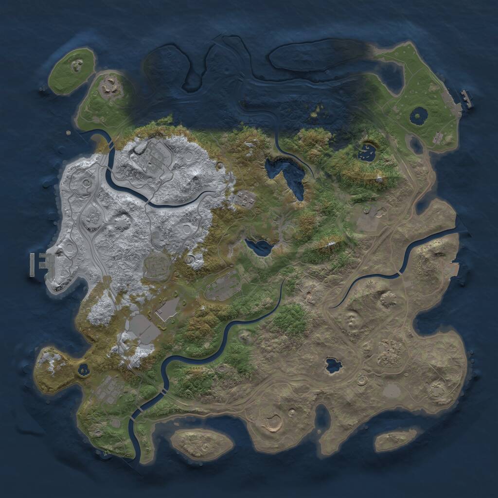 Rust Map: Procedural Map, Size: 4250, Seed: 43496, 17 Monuments