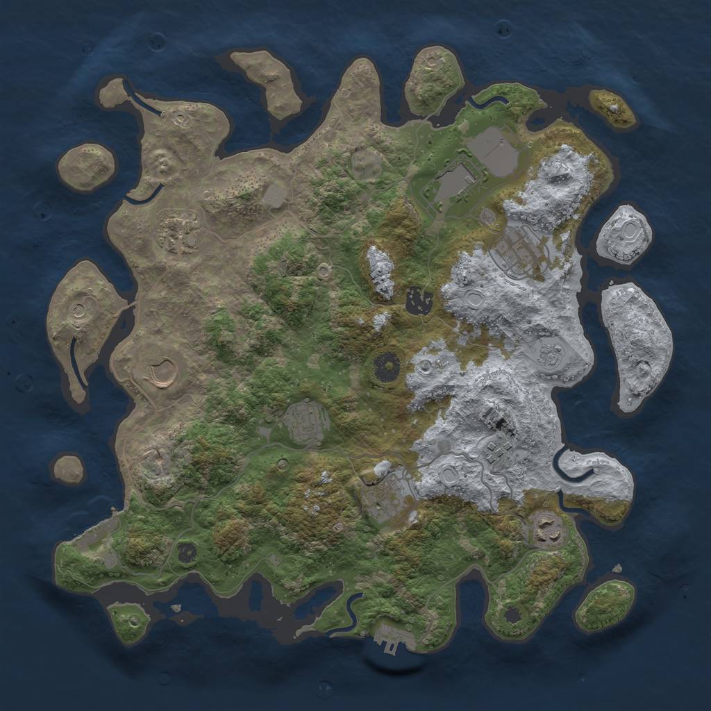 Rust Map: Procedural Map, Size: 3700, Seed: 1893499872, 18 Monuments