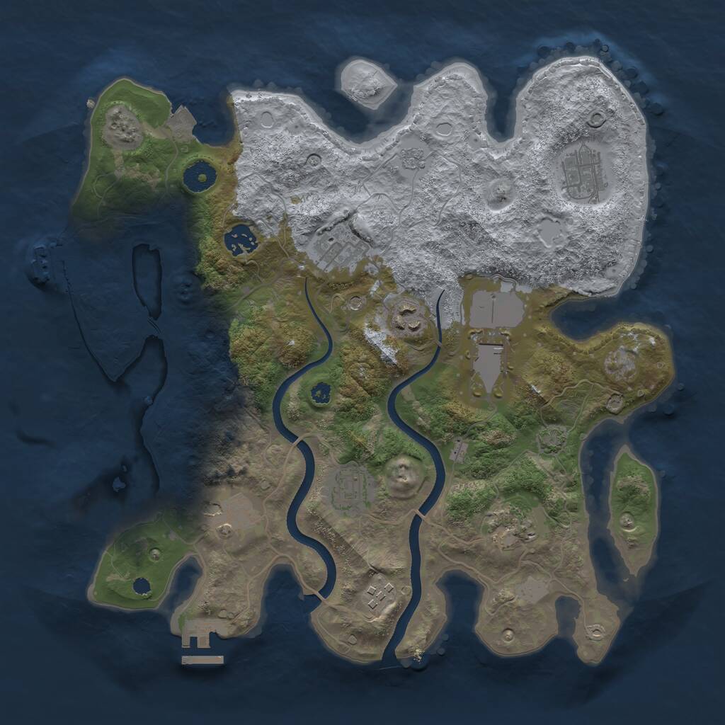 Rust Map: Procedural Map, Size: 3500, Seed: 73628, 15 Monuments