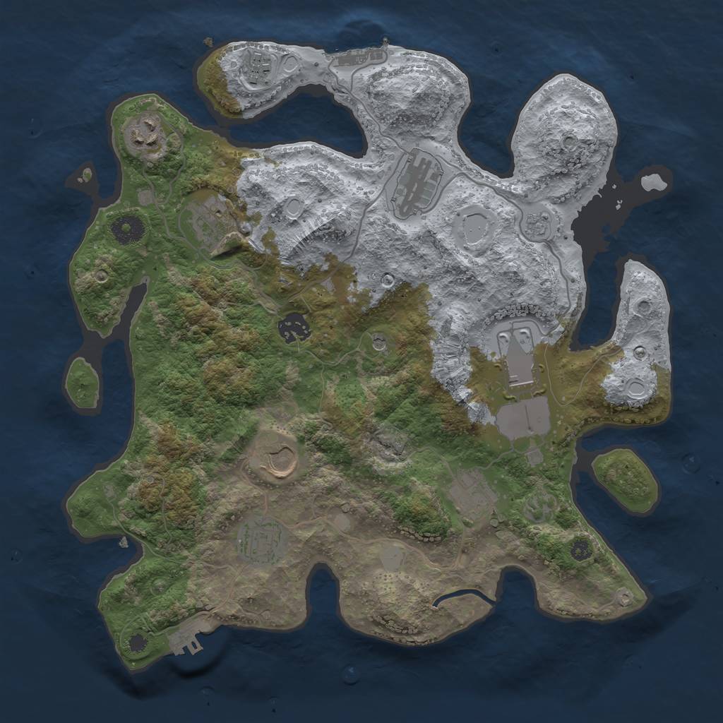 Rust Map: Procedural Map, Size: 3500, Seed: 927279220, 18 Monuments