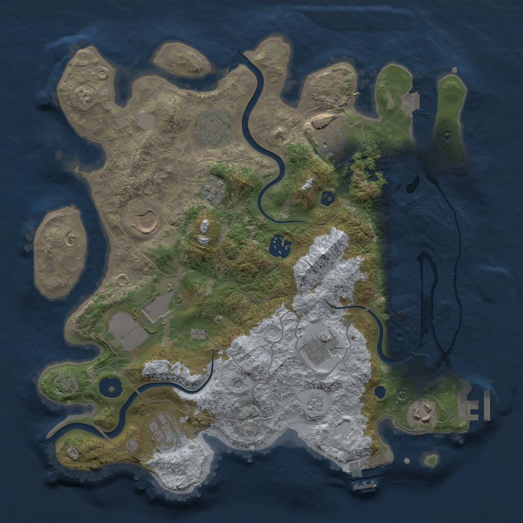 Rust Map: Procedural Map, Size: 3500, Seed: 688420841, 15 Monuments