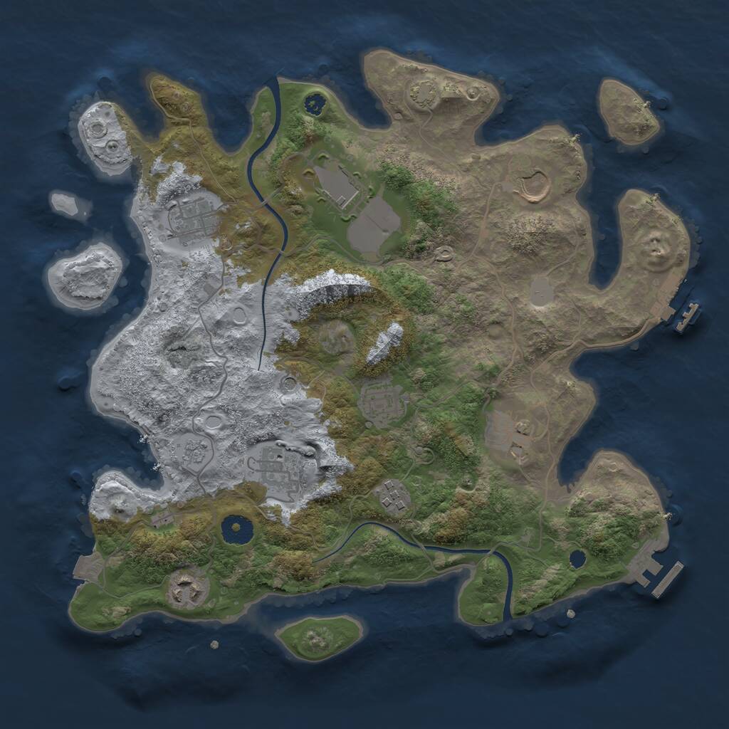 Rust Map: Procedural Map, Size: 3500, Seed: 25412, 14 Monuments