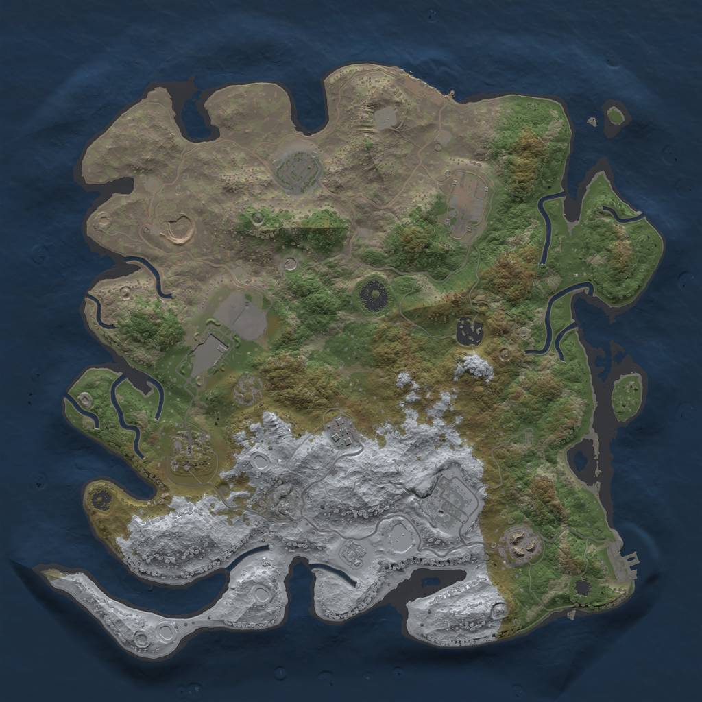 Rust Map: Procedural Map, Size: 3627, Seed: 993459, 18 Monuments