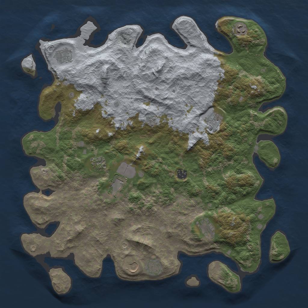 Rust Map: Barren, Size: 4500, Seed: 2011714729, 13 Monuments