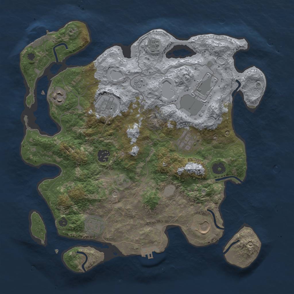 Rust Map: Procedural Map, Size: 3500, Seed: 1808238, 17 Monuments